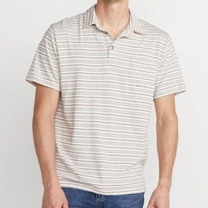 NEW MARINE LAYER MALCOLM NAYY/ROSE POLO SHIRT